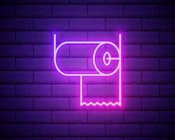 Glowing neon Toilet paper roll icon isolated on brick wall background. Vector Illustration