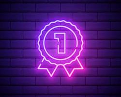 medal first icon. Elements of awards in neon style icons. Simple icon for websites, web design, mobile app, info graphics isolated on brick wall vector