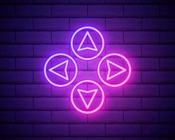 arrow neon icon. Simple thin line, outline vector of Arrow icons for UI and UX, website or mobile application on dark brick wall background