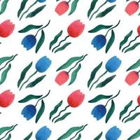 pattern of watercolor tulips flowers vector