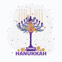 concepto floral de la menorah de hanukkah vector