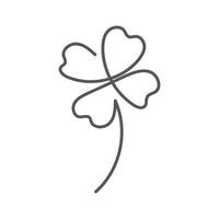 One line art clover isolated on white background. St. Patrick day symbol. Vector illustration