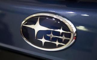 BELGRADE, SERBIA, MARCH 25, 2015 - Detail of the Subaru car in Belgrade, Serbia. Subaru is the automobile manufacturing division of Japanese Fuji Heavy Industries founded at 1953. photo