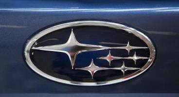 BELGRADE, SERBIA, MARCH 25, 2015 - Detail of the Subaru car in Belgrade, Serbia. Subaru is the automobile manufacturing division of Japanese Fuji Heavy Industries founded at 1953. photo