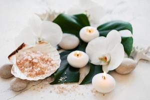 Spa products with orchids photo