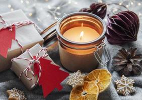 Christmas decoration with candles photo