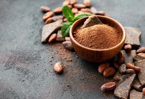 Cocoa powder and beans photo