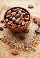 Bowl with Cocoa beans photo