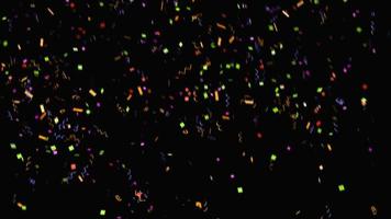 many colorful rainbow confetti sparkle abstract texture overlays glitter golden particles on black. photo