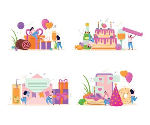 Birthday Flat Compositions Set