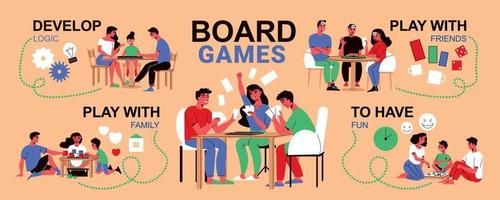 Family Board Games Infographics vector