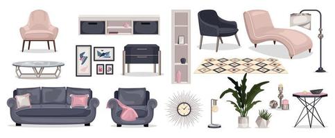 conjunto de iconos de muebles de diseñador vector