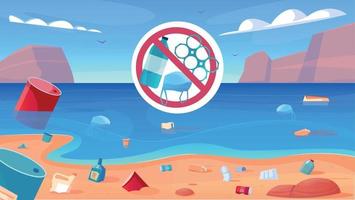 Ocean Pollution Flat Background vector