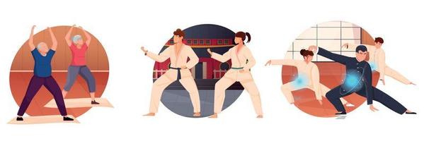 Martial Arts Flat Icons Set vector
