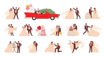 conjunto de iconos de matrimonio de boda vector