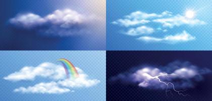 conjunto realista de clima en la nube vector