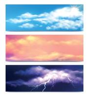 Realistic Clouds Banners Set vector