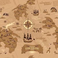 Pirate Map Seamless Pattern vector