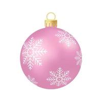 Pink rose Christmas tree toy or ball Volumetric and realistic color illustration vector