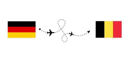 Vuelo y viaje desde Alemania a Bélgica en avión de pasajeros concepto de viaje vector