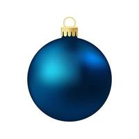 juguete de árbol de navidad azul oscuro o bola volumétrica y ilustración de color realista vector