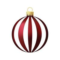 Dark red Christmas tree toy or ball Volumetric and realistic color illustration vector