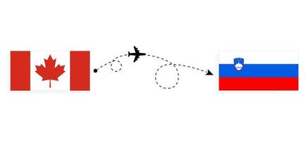 vuelo y viaje de canadá a eslovenia en avión de pasajeros concepto de viaje vector