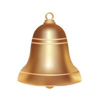 Volumetric realistic golden Christmas bell isolated on white background vector