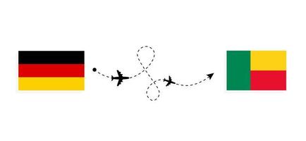 vuelo y viaje desde alemania a benin en avión de pasajeros concepto de viaje vector