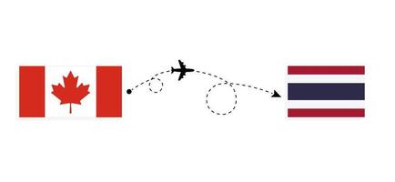 Flight and travel from Canada to Thailand by passenger airplane Travel concept vector