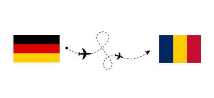 vuelo y viaje desde alemania a chad en avión de pasajeros concepto de viaje vector