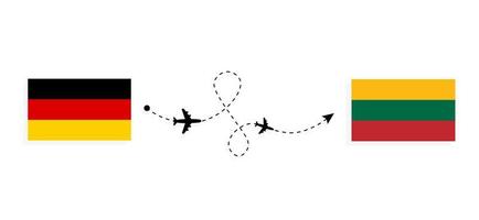 Flight and travel from Germany to Lithuania by passenger airplane Travel concept vector