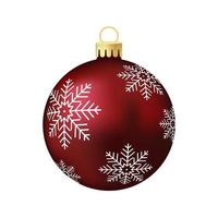 Dark red Christmas tree toy or ball Volumetric and realistic color illustration vector