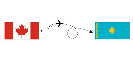 Flight and travel from Canada to Kazakhstan by passenger airplane Travel concept vector