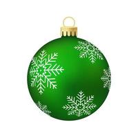 Green Christmas tree toy or ball Volumetric and realistic color illustration vector