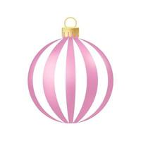 Pink rose Christmas tree toy or ball Volumetric and realistic color illustration vector