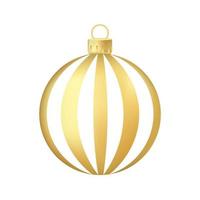 Gold Christmas tree toy or ball Volumetric and realistic color illustration vector