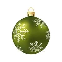 Green Christmas tree toy or ball Volumetric and realistic color illustration vector