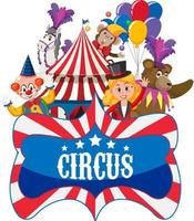 Banner de circo con personajes de circo. vector