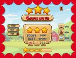 Game user interface with game over and three stars vector