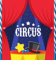 Diseño de banner de circo con cortina roja. vector