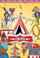 Circus banner design with animal perfomance vector