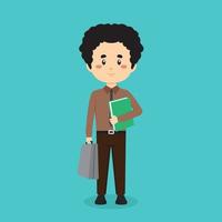 Business Character Standing With File and Briefcase vector