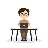 Businessman Freelance Working Desk with Laptop vector