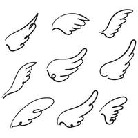 hand drawn doodle angel wings illustration cartoon style vector