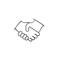 hand drawn handshake illustration with doodle style vector isolated