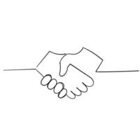 hand drawn handshake illustration with doodle style vector isolated