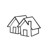 doodle house icon illustration with hand drawn cartoon style vector