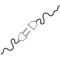 toma eléctrica dibujada a mano con un enchufe. símbolo para el concepto de conexión y desconexión. concepto de conexión de error 404. Enchufe eléctrico y toma de corriente desenchufados.doodle vector