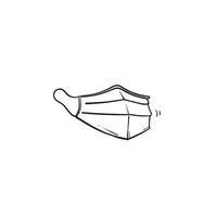 Ilustración de máscara médica dibujada a mano con vector de estilo doodle aislado
